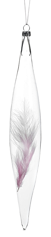 Сосулька прозрачная с пером внутри 30 см